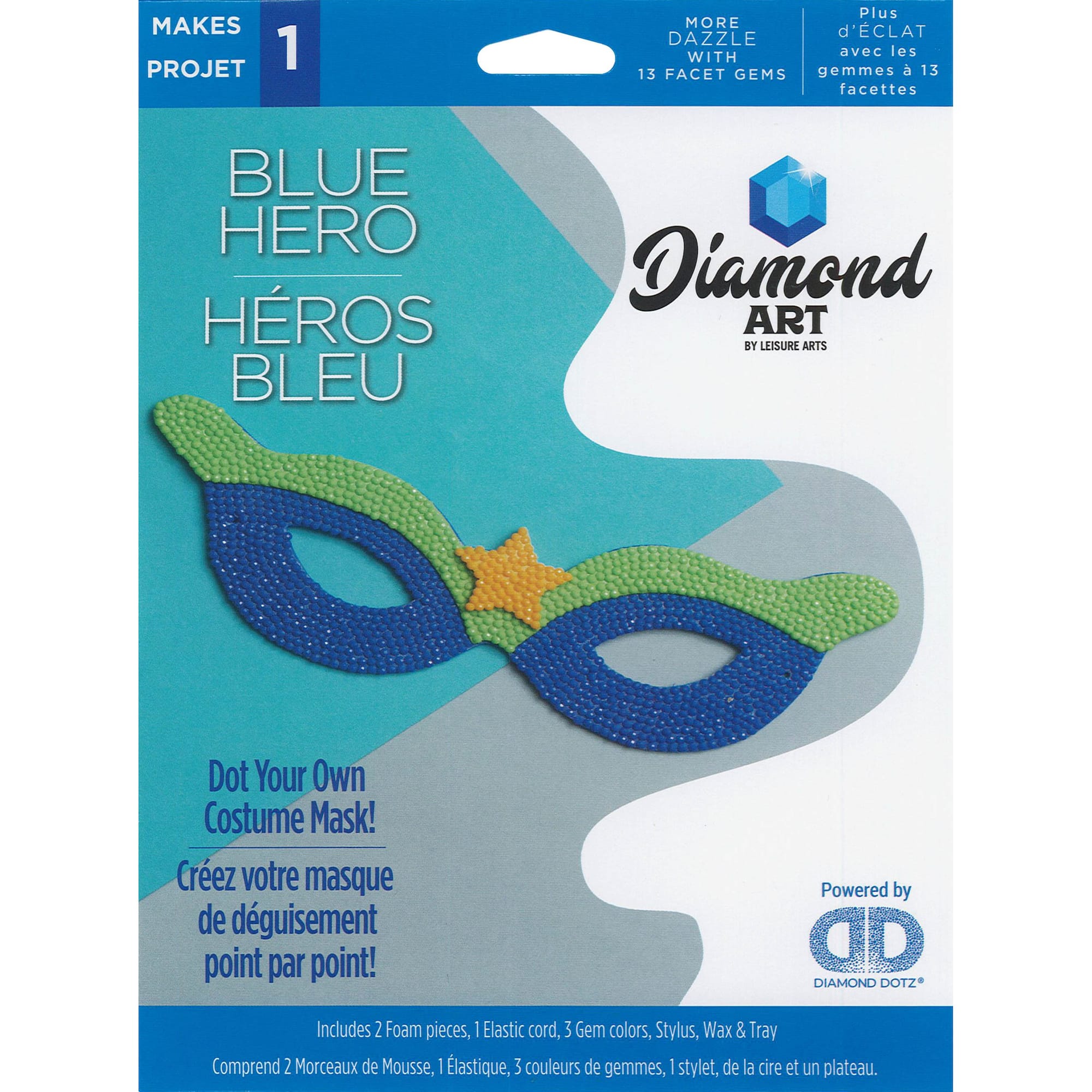 Diamond Art Blue Super Hero Costume Foam Mask Kit